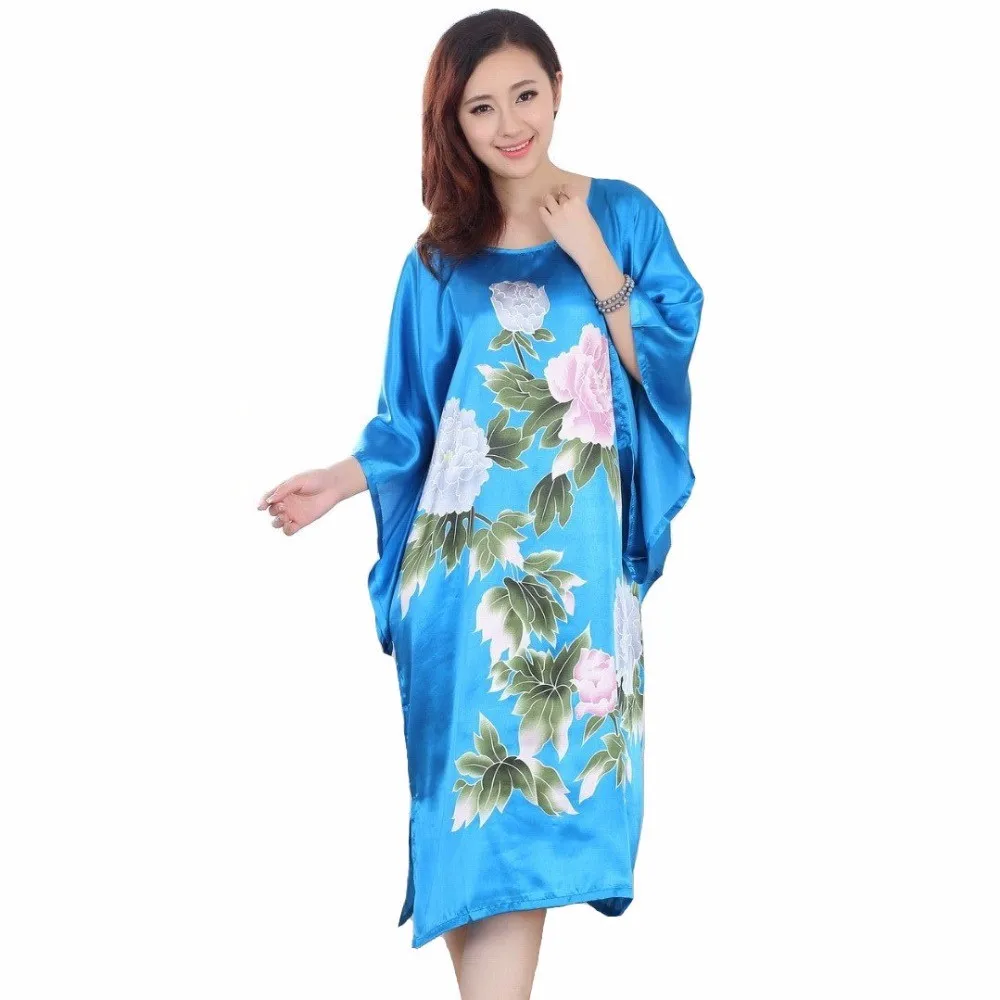 Hot Sale White Ladies Robe Summer Pajamas Chinese Women Rayon Sleepwear Kimono Bath Gown Nightgown Kaftan Yukata One Size M02