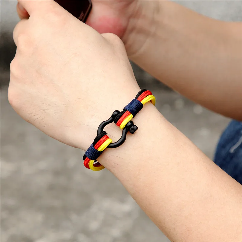 MKENDN New Fashion Country France Flag Sport Camping Parachute Cord Men Women Nautical Survival Rope Chain Bracelet Sport Style