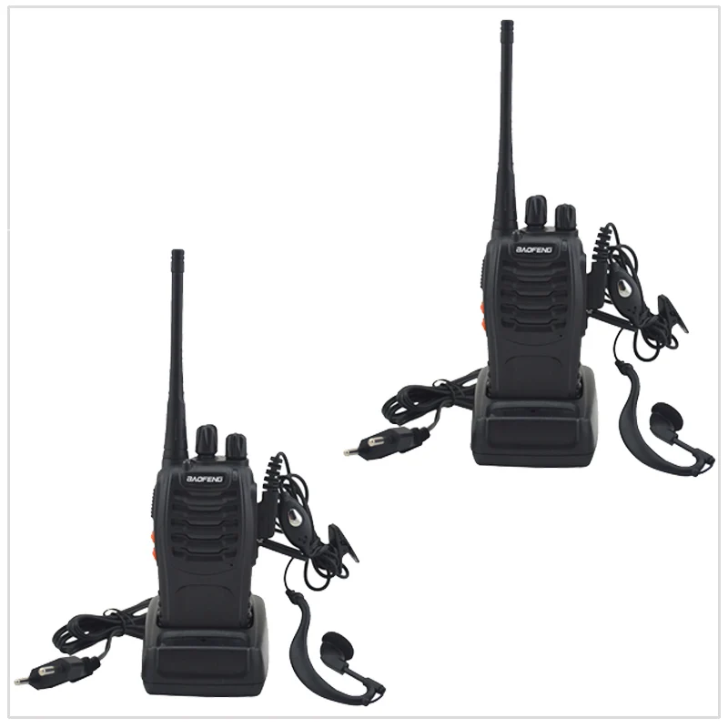 Emparelhado Pacote 2 pçs/lote Baofeng Walkie Talkie Rádio em Dois sentidos UHF 400-470MHz 16CH BF-888S Portátil Two-way Radio com Fone de Ouvido