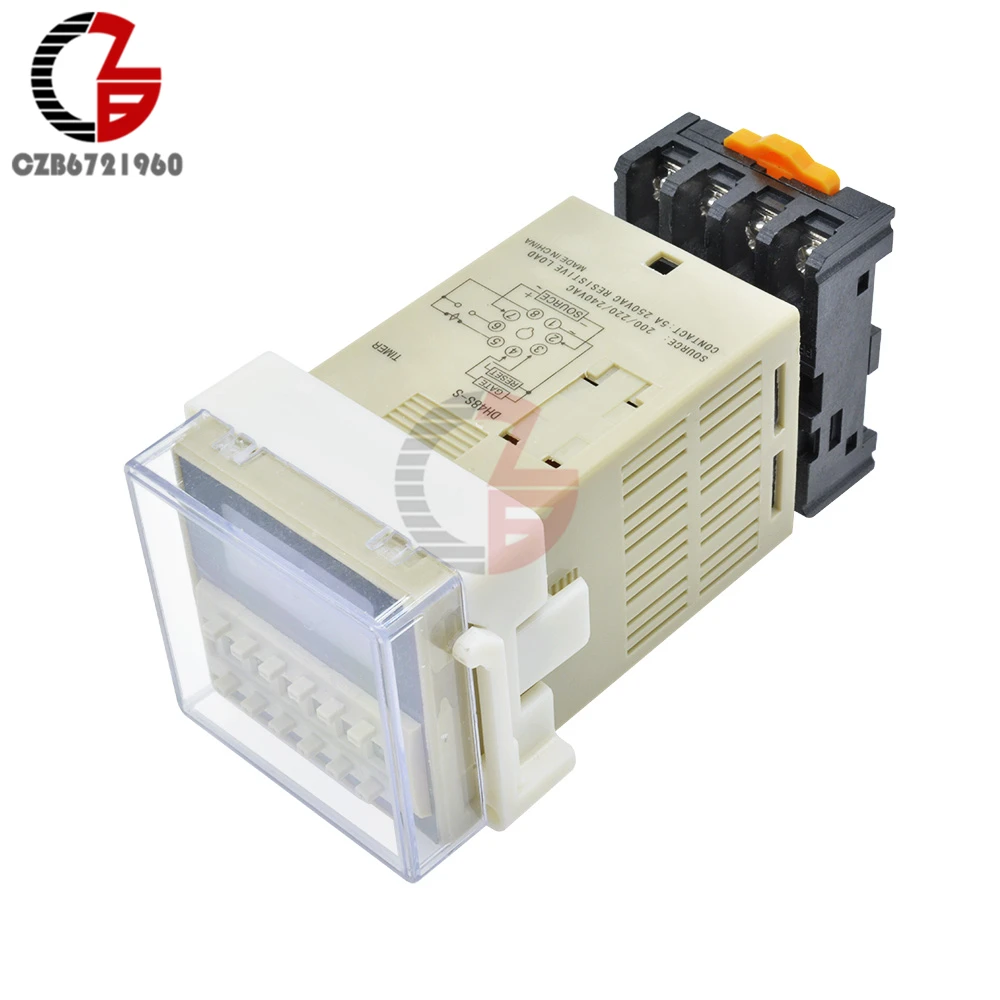 110V 220V 12V 24V PLC Time Relay LED Digital Time Delay Relay 2 Timers Relay Control Switch Cycly Timming with Base for Boiler