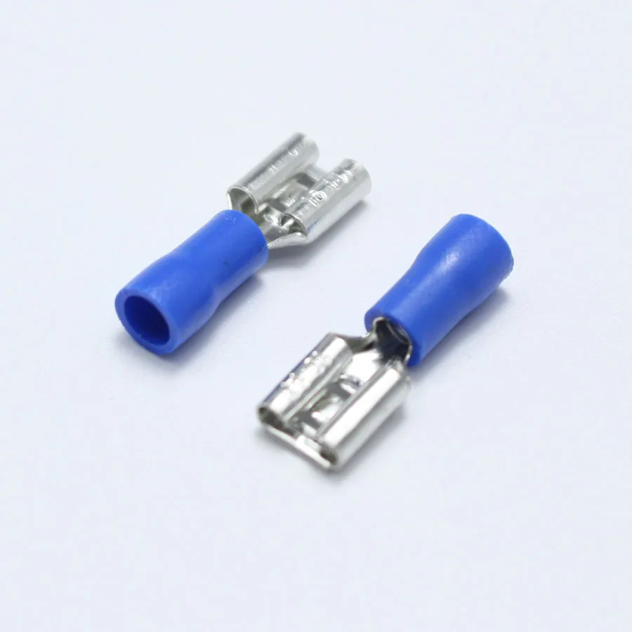 20pcs 6.3mm Crimp Terminal 6.3 Female Pre-insulated Electrical Connectors for 16AWG - 14AWG Wire /1.5-2.5mm2 Cable IMax=15A