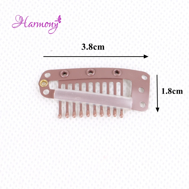 Clips pour Extension de cheveux, 200 pièces, 38mm, 10 dents, en forme de I, 6 couleurs en Option