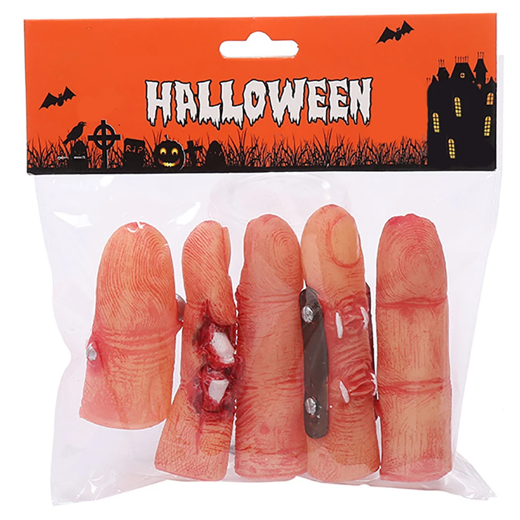 5pcs Halloween Bloody Finger Broken Finger Horror Props Simulated Halloween Party Decor Scary Fake Finger Halloween Supplies