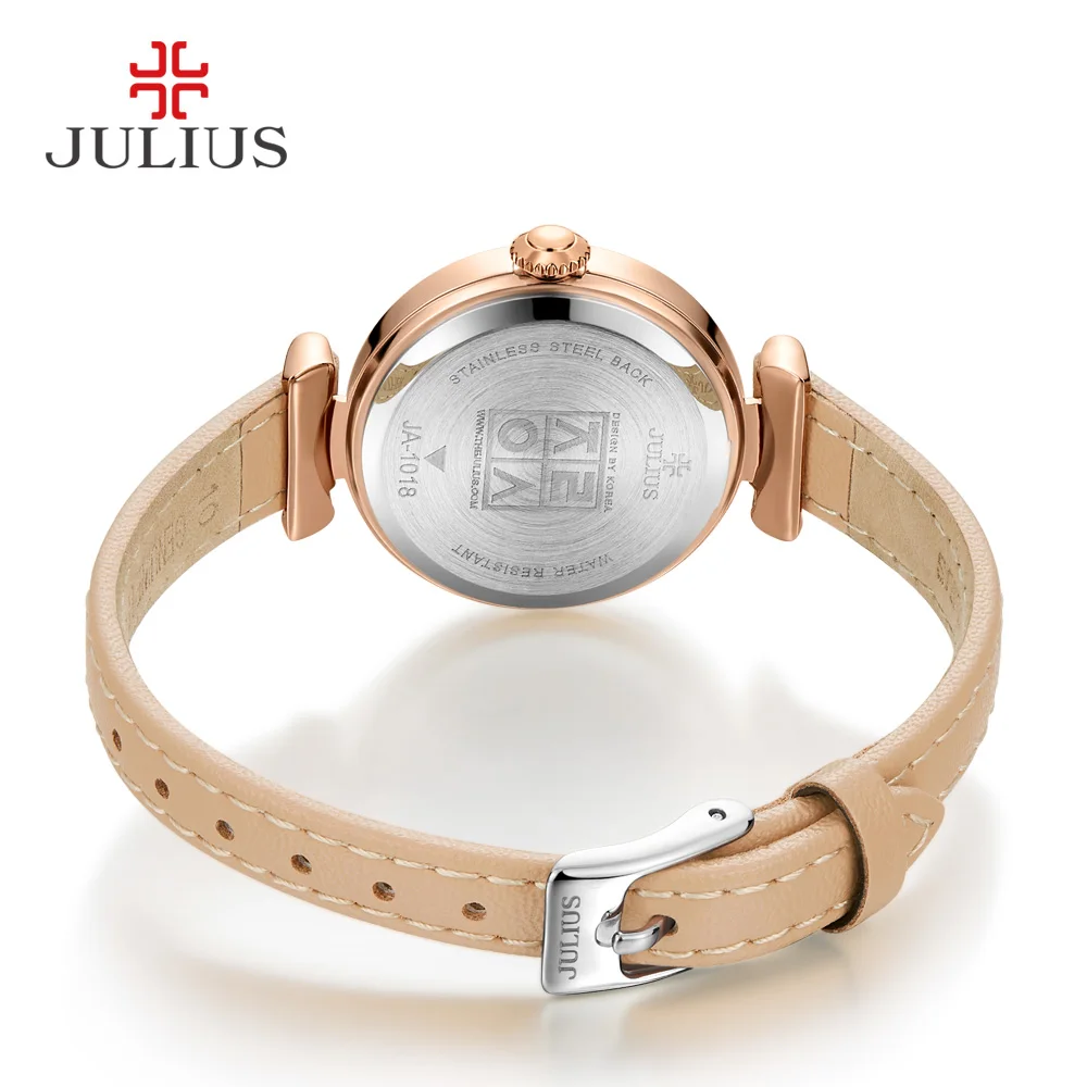 JULIUS Simplicity Women\'s Dress Watch Classic Leather Strap Watches Slim Ladies Japan Quartz Movt High-End Luxury Reloj JA-1018