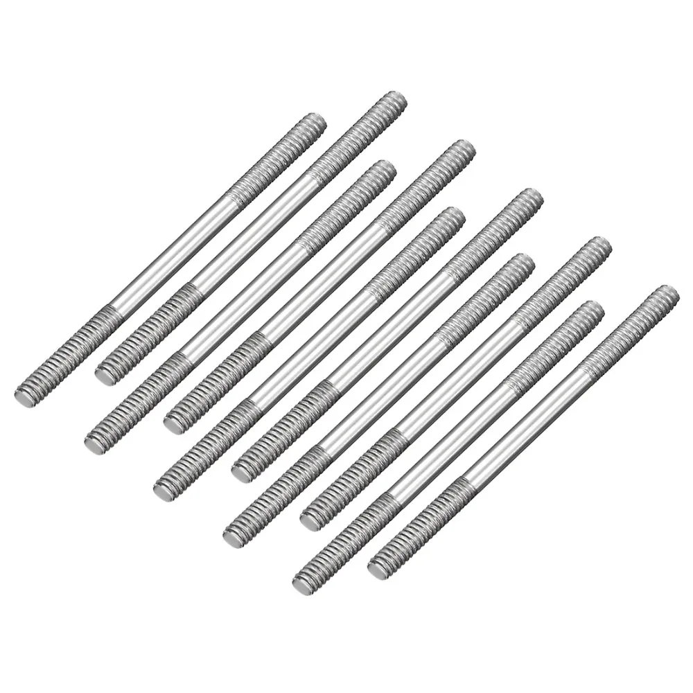 Uxcell 10pcs M2 Pushrod Connector Two Side Thread Stainless Steel Rod Linkage 25mm 30mm 35mm 45mm 55mm 65mm for RC Boat Car