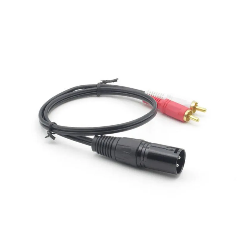 เสียง RCA ชาย2 XLR 3พินชายหญิง Cannon เครื่องขยายเสียงผสมปลั๊ก AV สาย Dual XLR ถึง dual RCA