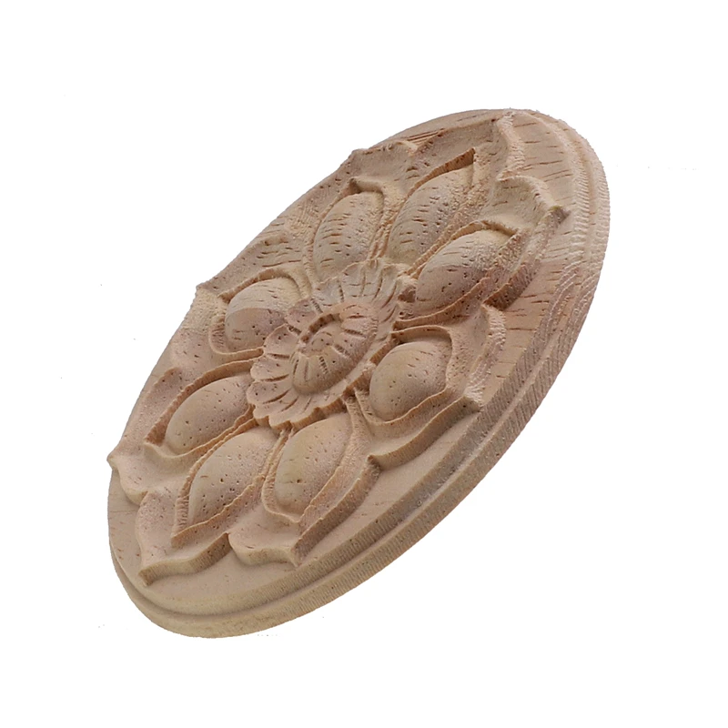 VZLX Round Wood Carved Corner Onlay Applique Frame Furniture Wall Unpainted For Home Decor Cabinet Door Decoration Crafts