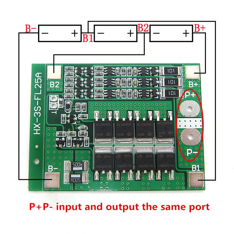 Placa de proteção de bateria de lítio 3s, 25a, 18650 bms, pcm para bateria de íon de lítio, módulo de célula de tipo lipo