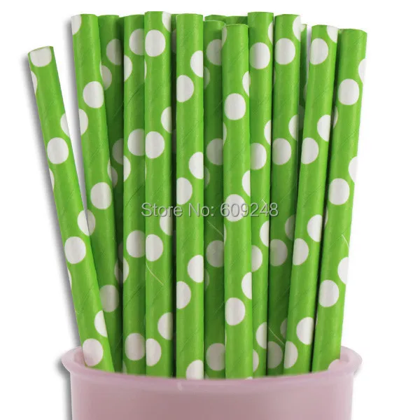 100 Pcs Mixed Colors Biodegradable Party Decorations White Polka Dot Lime Green Paper Straws,3 Days Delivery on Orders over $100