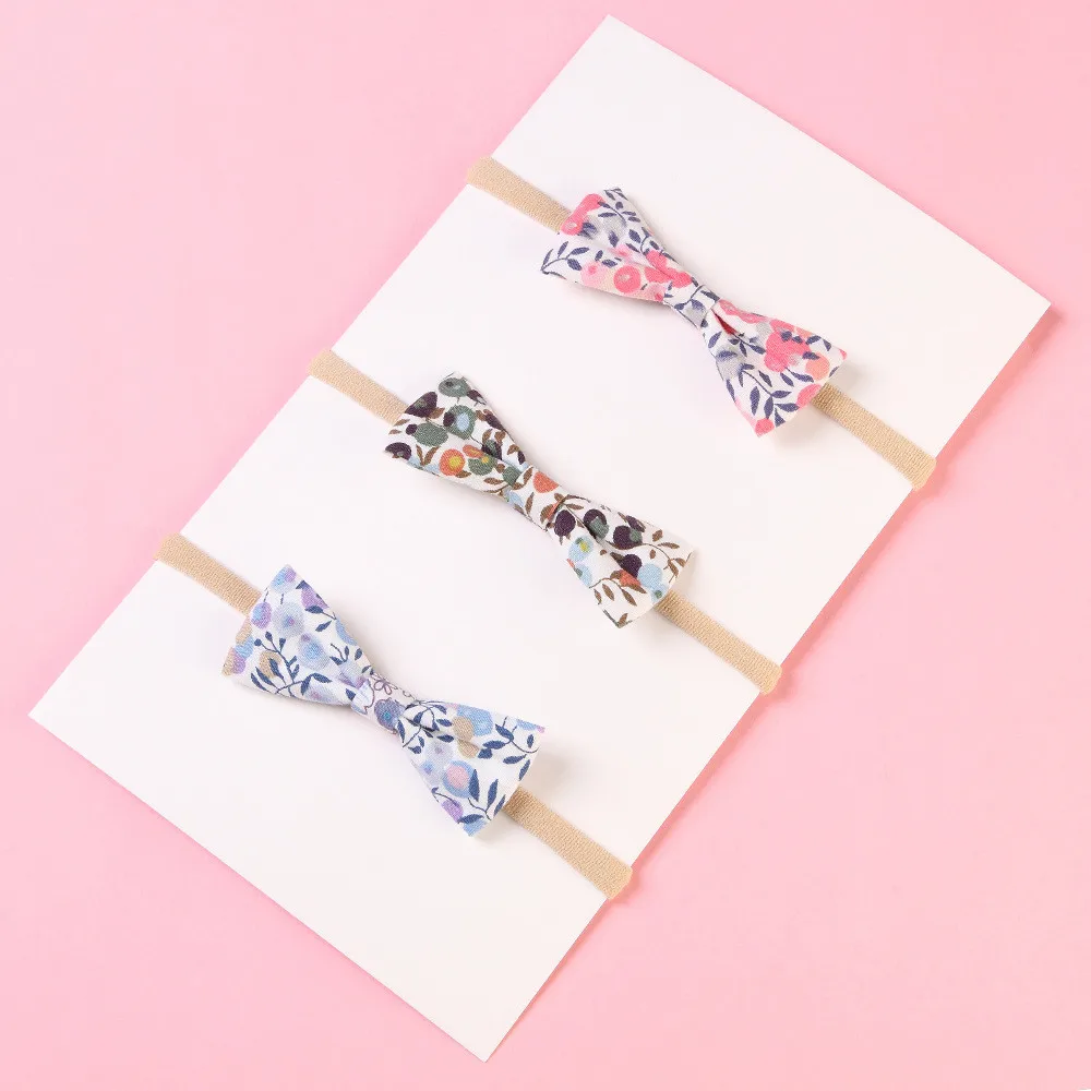 Boutique 15Pcs Fashion Cute Print Bow Super Soft Nylon Headbands Solid Floral Bowknot Princess Headwear Hair Accessories