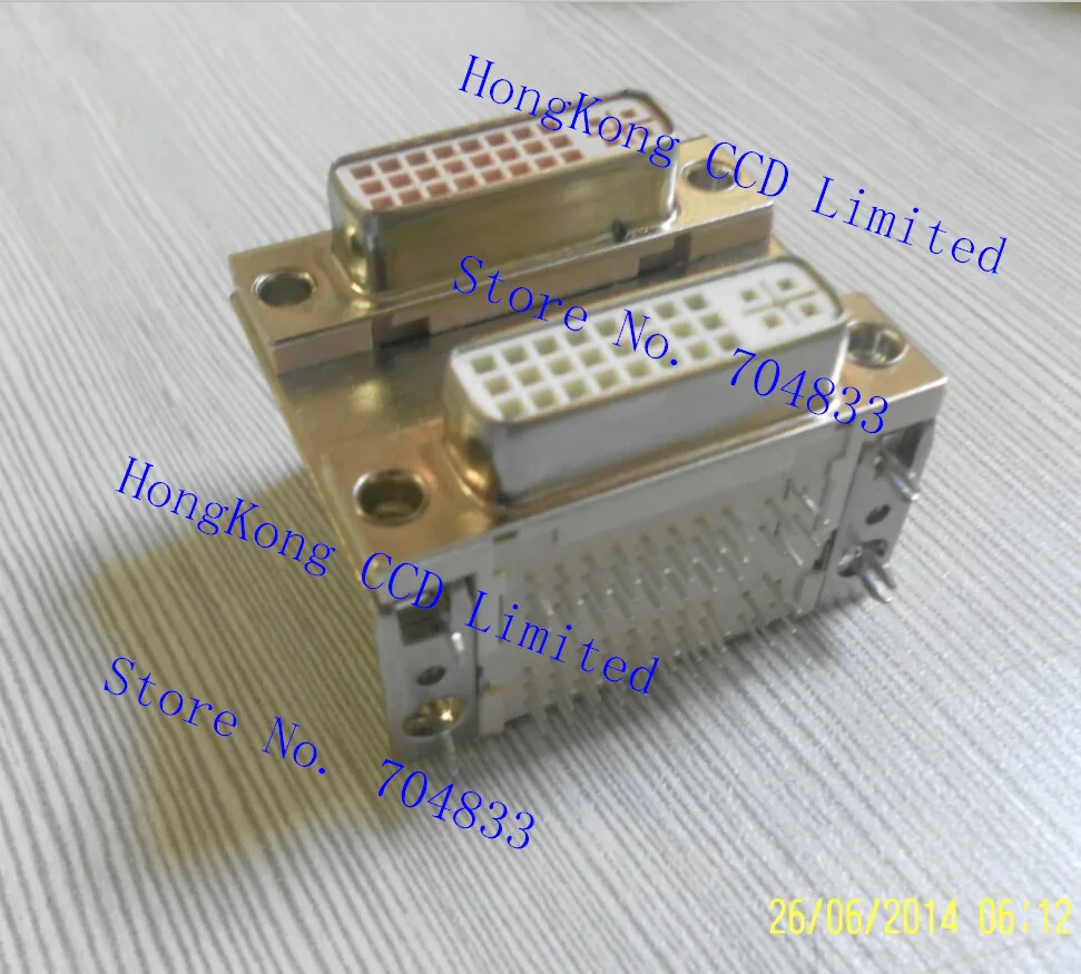 24 +5 DVI socket double 90 degree bend pin female connector