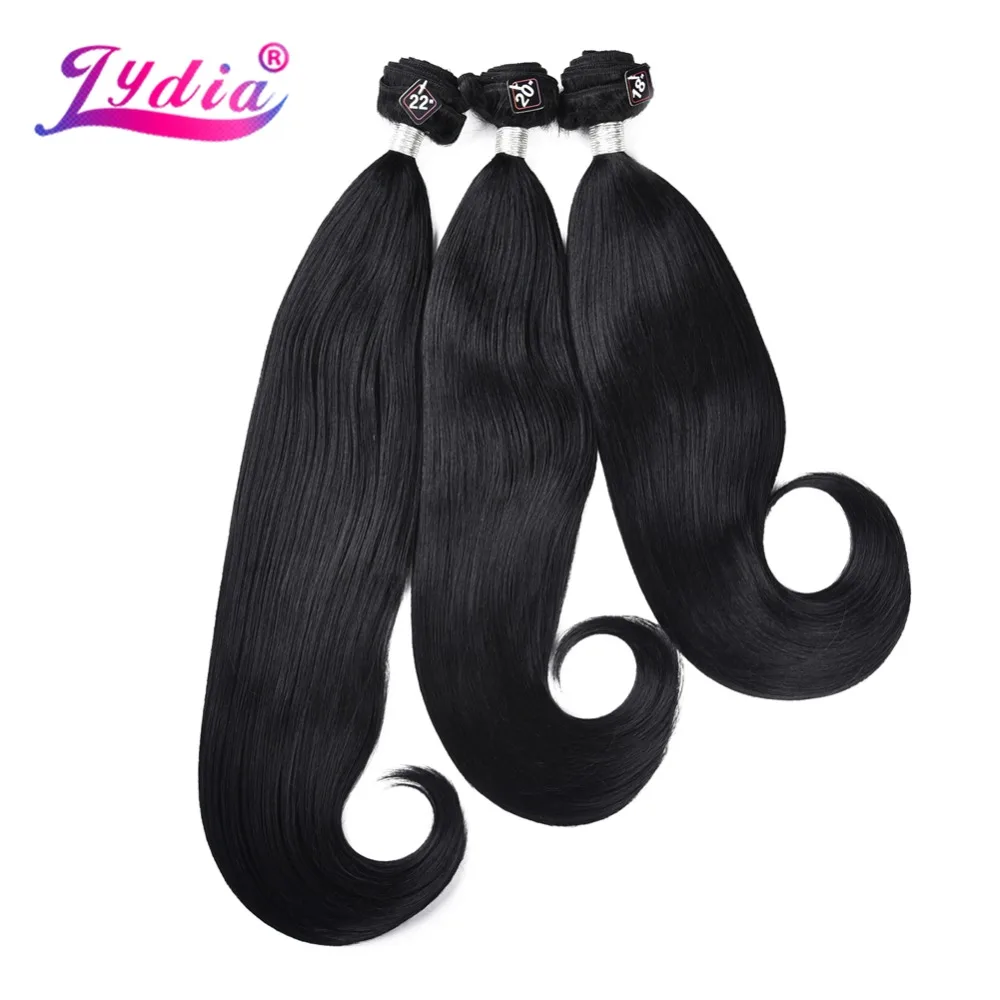 Lydia-Bouncy Curly Synthetic Hair Weave, extensões de cabelo, pacotes de fechamento livre, 18 a 22 \