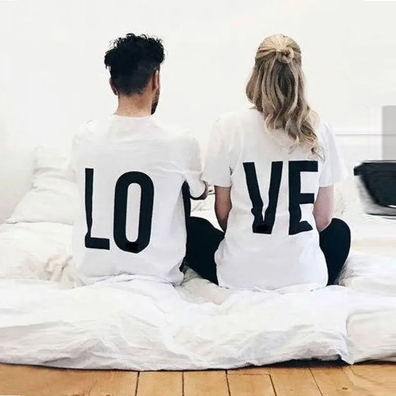 2024 New Hot Sale Lovers Summer Funny Shirt Woman Men Couple T Shirts Love Printing Cool Short Sleeve Couples Boyfriend Clothing