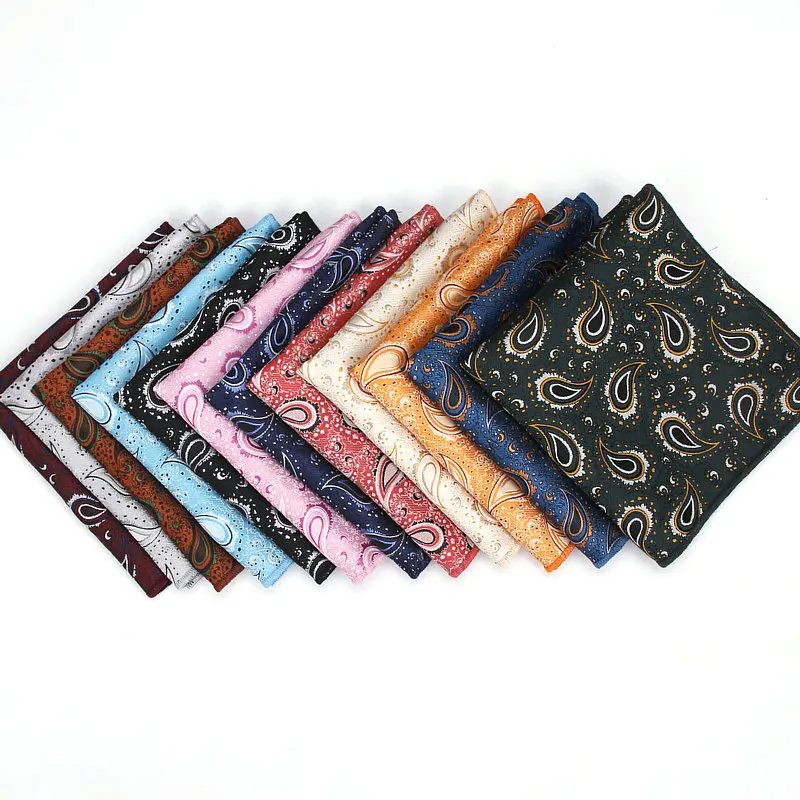 Colorful Polyester Handkerchiefs Woven Paisley Pattern Hanky Men\'s Business Casual Square Pockets Handkerchief Wedding Hankies