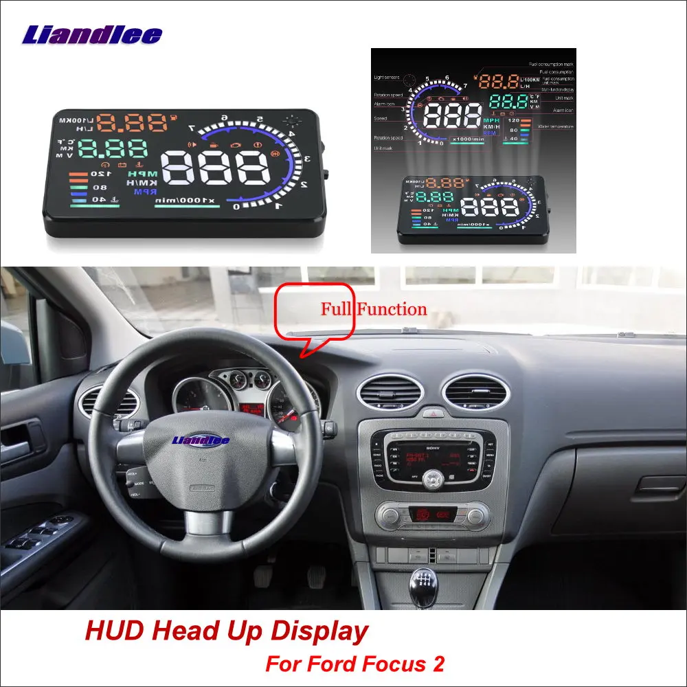 Full Function HUD Car Head Up Display For Ford Focus 2 2010-2018 Safe Driving Screen OBD Data Projector Windshield