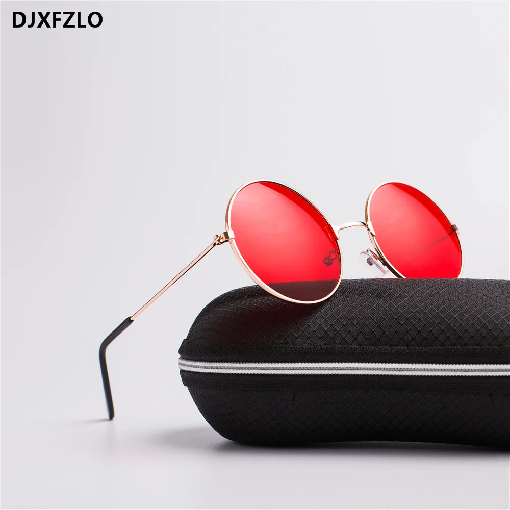 DJXFZLO modele eksplozji metalowe okrągłe modne soczewki morskie czerwone okulary przeciwsłoneczne unisex moda Prince lustro UV400