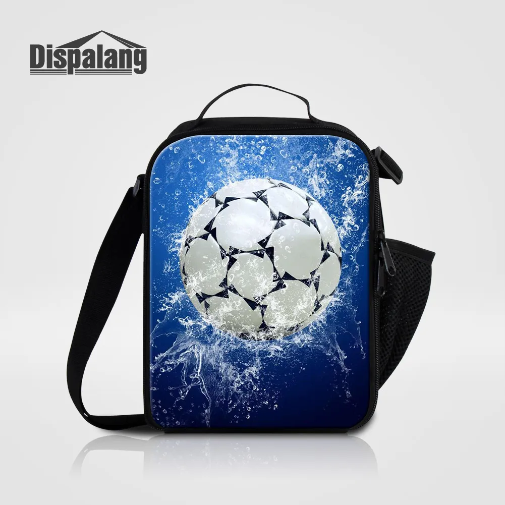 

Dispalang 3D Printing Basketballs Soccers Lunch Bags Canvas Thermal Cooler Bag Food Bolsa Termica Boys Daily Lunchbox For School