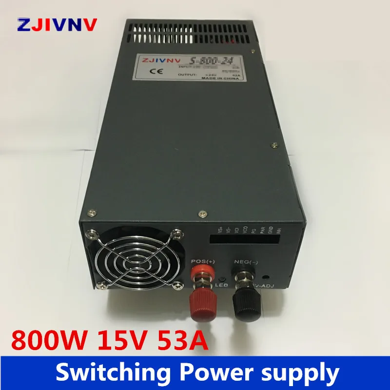 

industrial and led used 800W 15v 53a switching power supply AC-DC power supply input 110v or 220v power supply unit adapter 15v