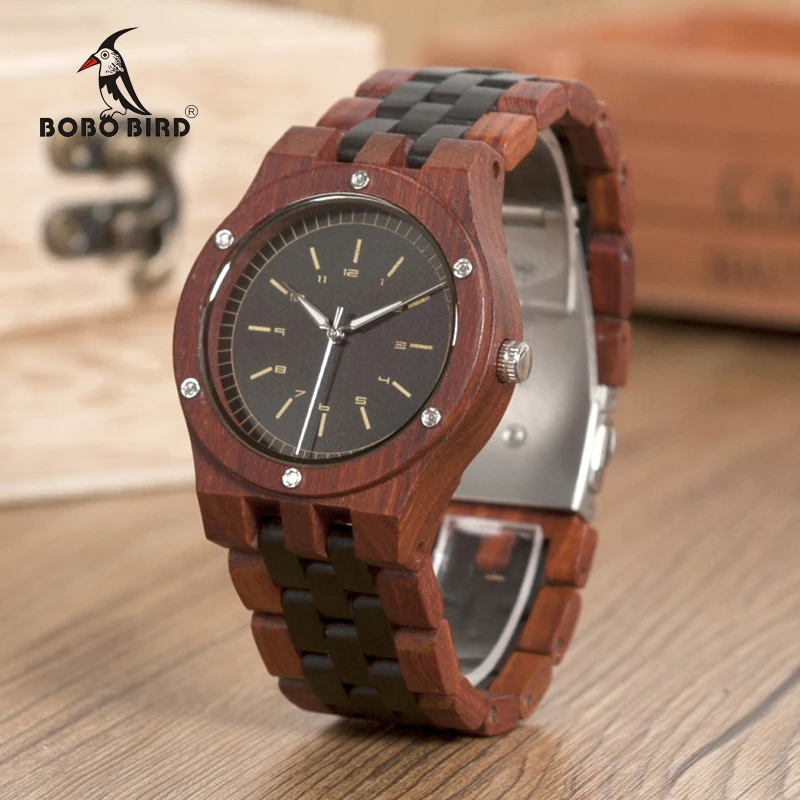 BOBO BIRD WN18 Wooden Watches Erkek Saatler Top Luxury Wood Band Quartz Watch for Men Logo Laser Customized Dropshipping