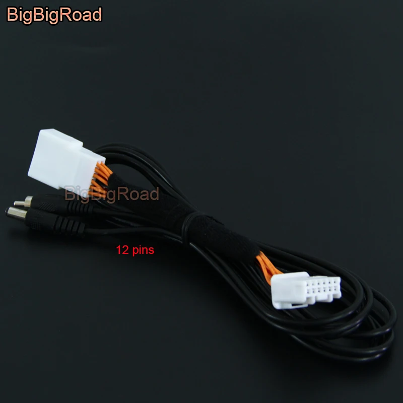 BigBigRoad Car Rear View Camera 12 Pins RCA Adapter Connector Wire Cable For Mazda 3 Mazda3 Axela Sedan BM 2014 2015 2016 2017