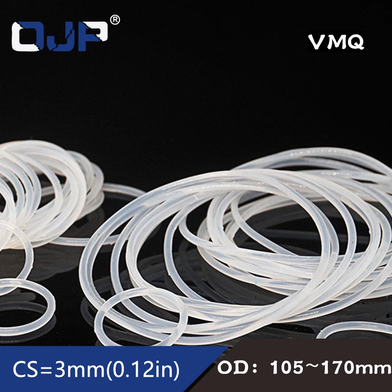 White Silicon Ring Silicone/VMQ O ring OD105/110/120/130/135/140/150/170*3mm Rubber O-Ring Seal Good elasticity Gasket Washer