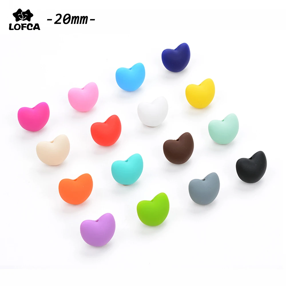 LOFCA 50 pcs/lot Hot Heart Shape loose Silicone Beads For Necklace Silicone  Beads For BPA  free DIY Bead Jewelry Accessories