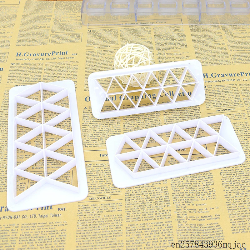 60sets Geometric Shape Cake Decorating Tool Fondant Cake Decor Mold Triangl Geometric Plastic Cookies Cutter Mould