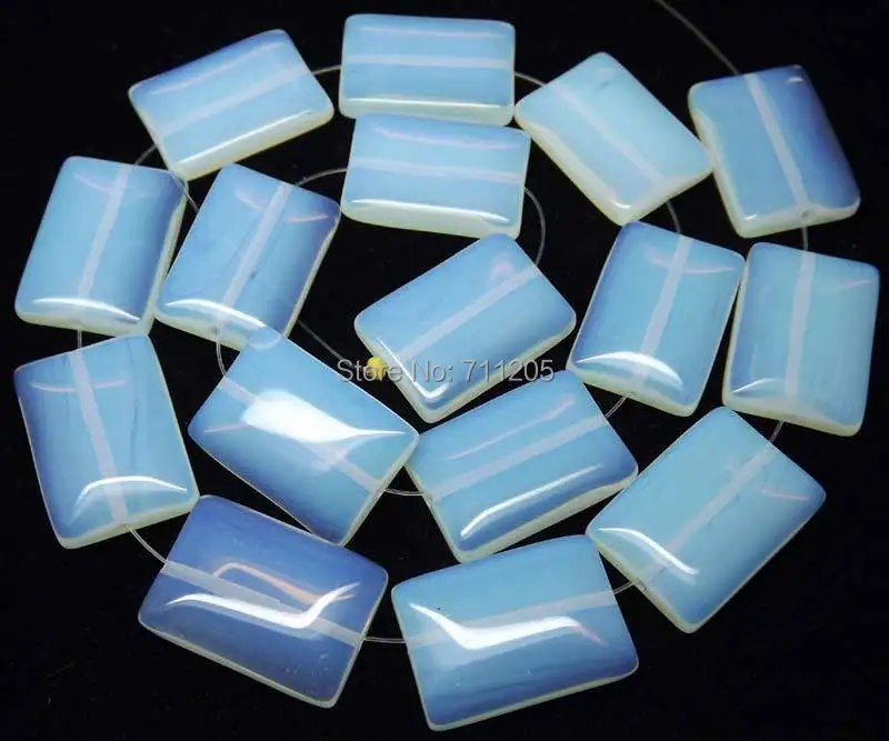 17x25mm White Opal Rectangle Loose Beads 15