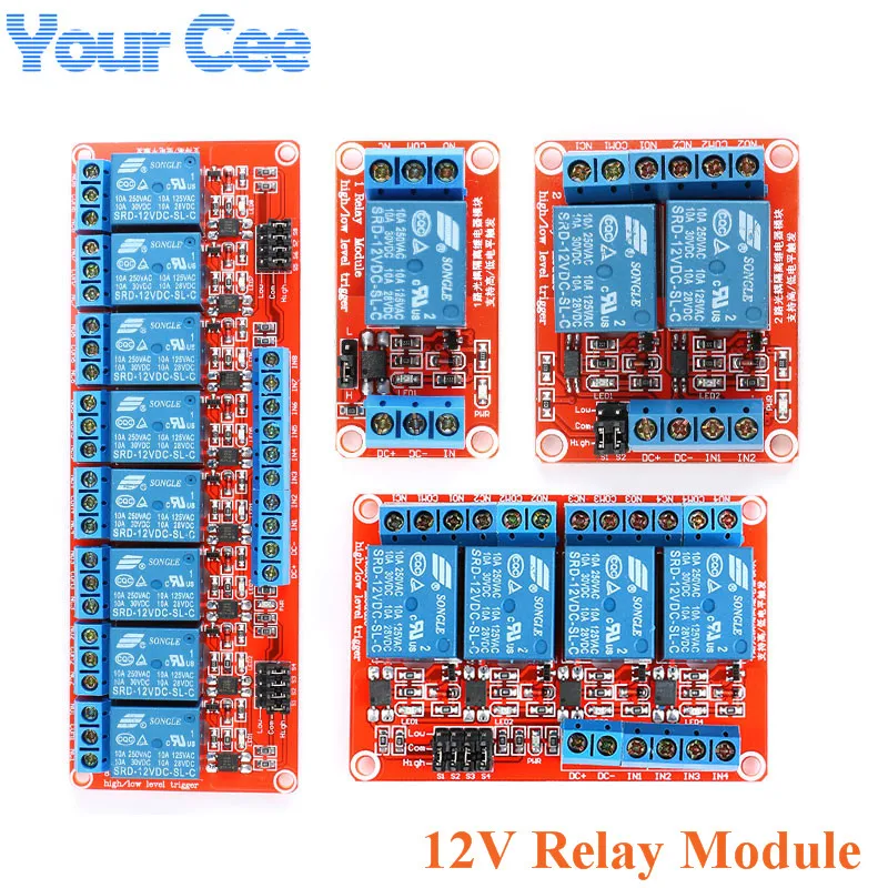 1 2 4 8 Way Channel Relay Module 5V 12V 24V with Optocoupler Support High and Low Level Trigger for Arduino