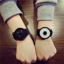 Simple Fashion Korean Lovers Couple Quartz Watch Leather Clock Men And Women Wristwatches Personality Student Watches LL