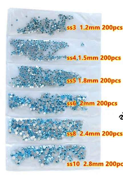 50 Colors SS3-SS10 Mix Sizes Crystal Glass Non Hotfix Rhinestones Glitter Strass Nail Art Rhinestone for Nail Art Decorations