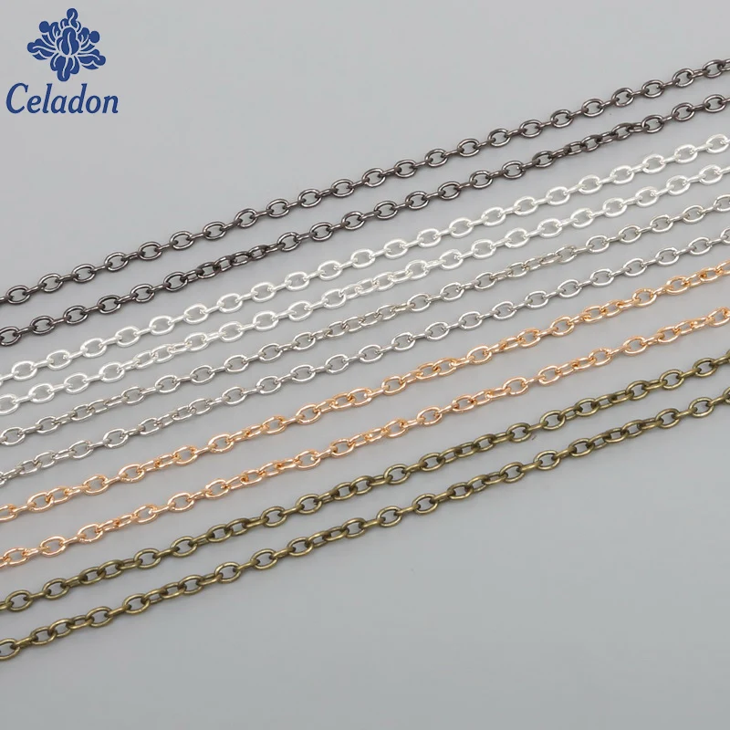 High Quality 5 Meters/lot Iron Metal Chain Plated Necklace 5 Color To Selection For DIY Craft Bracelet Jewelry Supplies