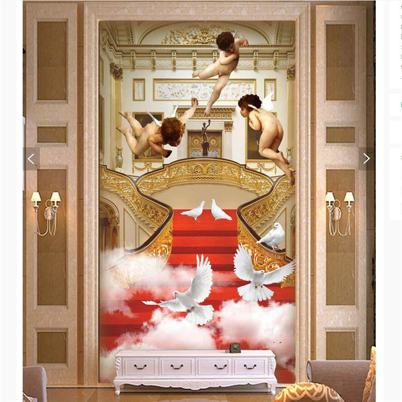 beibehang Custom 3D wallpaper palace angel staircase paradise mystery background wall living room decorative painting wallpaper