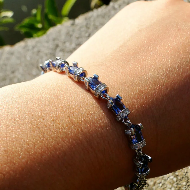 

Fine Jewelry 100% Genunie 925 Sterling Silver Bracelet Mysterious Rainbow CZ Bracelets for Girl Woman Engagement Wedding Jewelry
