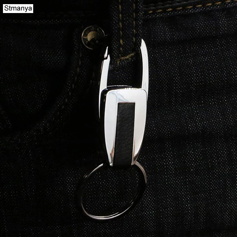 Men New Silver Color Key chain fashion Double ring Separate your home and office keys Women Charm Car key Ring Best Gift