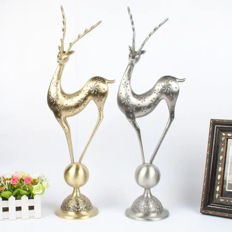 Europe metal animal Fushou Deer living room decoration ornaments alloy metal office desk decoration home accessories A01