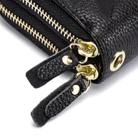 Genuine Cow Leather Women Double Zipper Long Wallet Large Capacity Ladies Purse Phone Bag Rfid Credit Cards Holder Money Clutch - Image 5