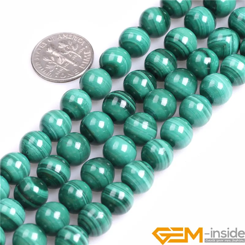 Natural Stone Malachite Round Spacer Loose Beads For Bracelet,Necklace Jewelry Making Strand 15\