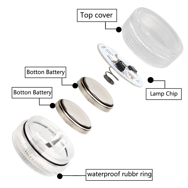 بطارية تعمل بالطاقة LED أضواء تحت الماء RGB غاطسة ضوء IP68 مقاوم للماء عن بعد حمام سباحة ليلة مصباح ديكور حفل زفاف #5