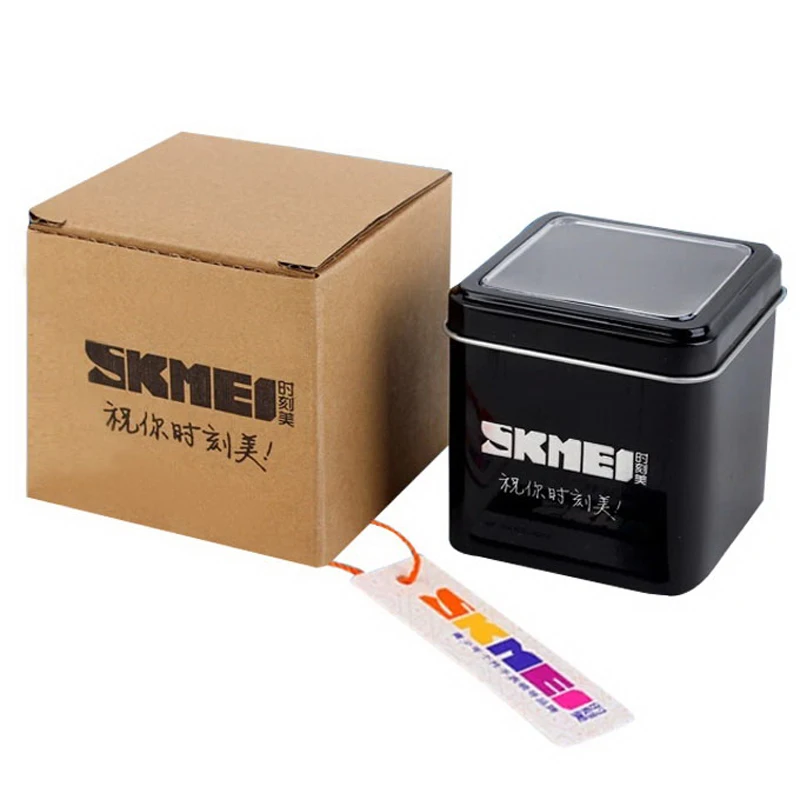 1PCS Original SKMEI Brand Watch Box Gift Box Free shipping Factory Dropshipping Metal Box and Carton Box with SKMEI LOGO