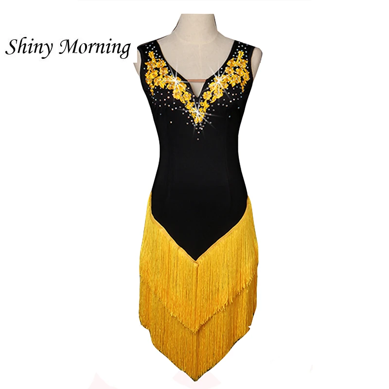 

New style Latin dance costume spandex tassel stones latin dance dress for women latin dance competition dresses junior LQ043