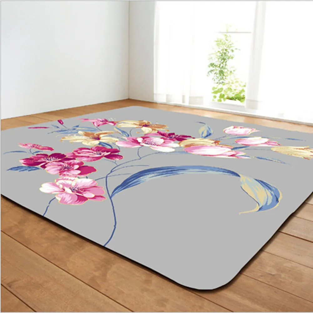 

Romantic flowers Printed Carpets For Living Room Home Bedroom Decor Rugs Bath Anti-Slip Floor Mat Carpet Kids Crawl Tapetes rug