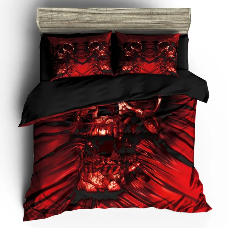 Fanaijia 3pcs skull Bedding Set King size Bohemian skull Print Duvet Cover set with pillowcase AU Queen Bed best gift bedline