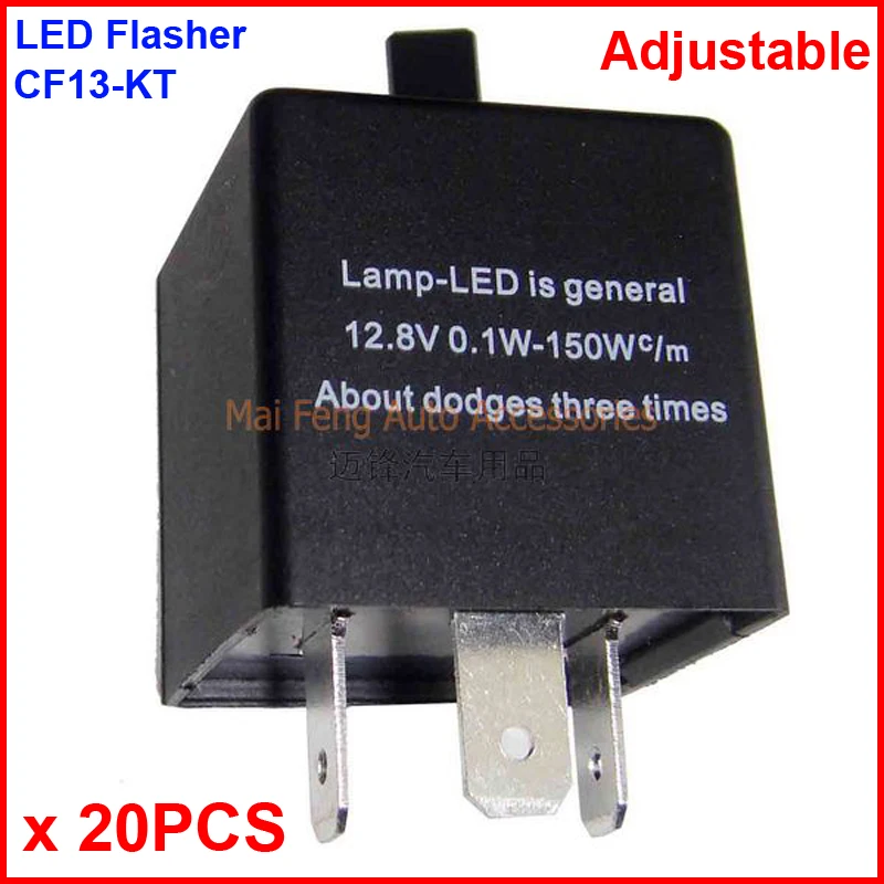 

20PCS CF13-KT LED Flasher Adjustable 3 Pin Electronic Relay Module Fix LED Car Signal Error Flashing Blinker 12V 0.02A TO 20A