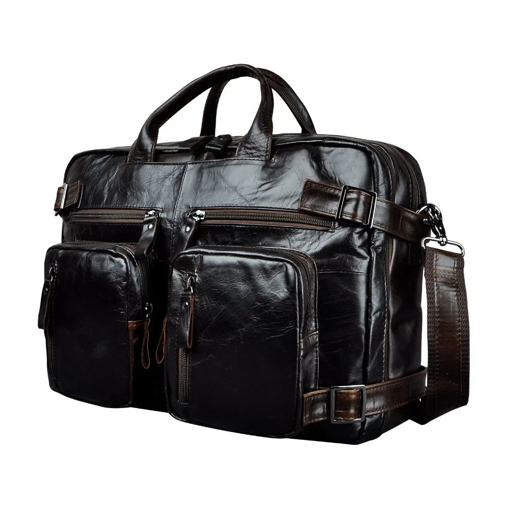 Genuine Leather man design multifunction purpose Maletas Maletin business briefcase 15\