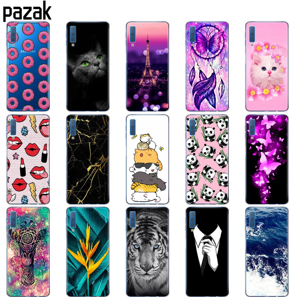 silicone Case For Samsung Galaxy A7 2018 Phone case Cover Colorful Printing Back Cover For Samsung A7 2018 A750 A750F 6.0 Inch