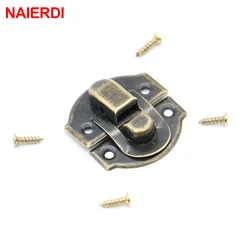 10PCS NAIERDI Antique Lock Wooden Jewelry Box Decorative Padlock 21x20mm Metal Hasps Latch With Screw Vintage Furniture Hardware