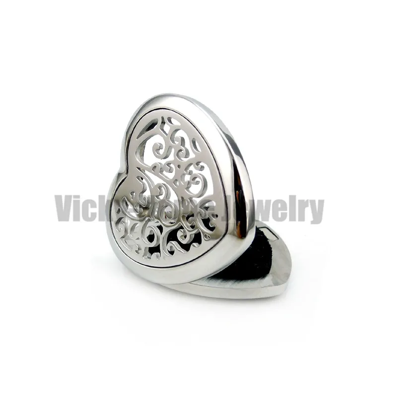 Peach Heart Shape Steel Cloud (30mm) Aromatherapy / Essential Oils Perfume Diffuser Locket Necklace view 2