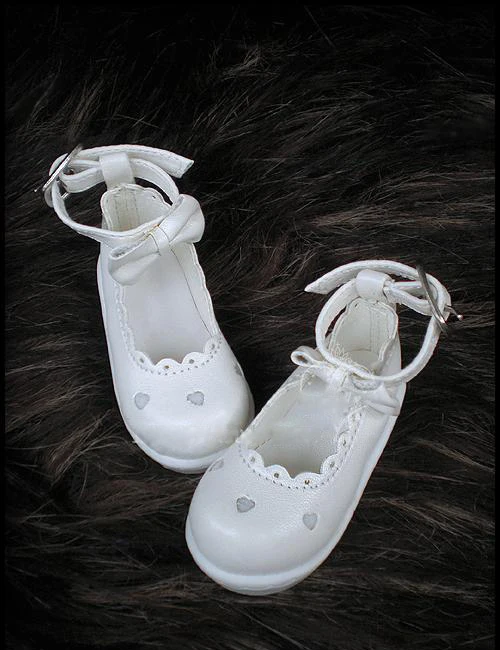 

D01-P119 children handmade toy 1/3 1/4 Doll Accessories BJD/SD doll Heart-shaped white princess shoes 1pair