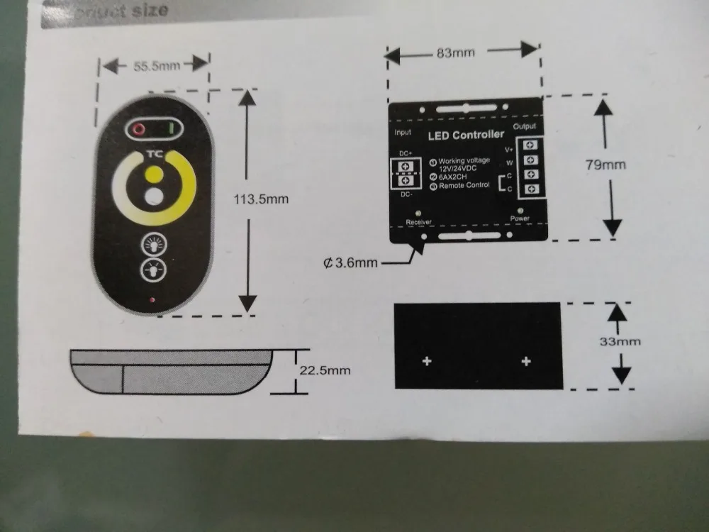 Bez baterii RF pilot zdalnego sterowania led ściemniacz dotykowy cct taśma oświetleniowa led ściemniacz jasność DC 12-24v dla taśmy LED światła